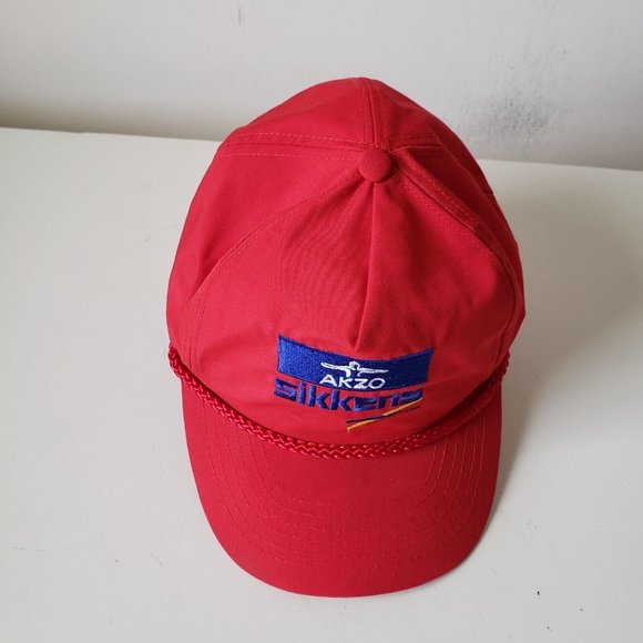 VINTAGE Akzo Sikkens Hat Cap Snap Back Red Rope Chemicals Auto Paint Preowned - Picture 8 of 11